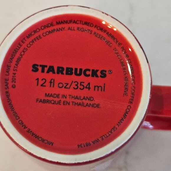 Starbucks Christmas Blend 2014 30th Anniversary Coffee Mug Mermaid 12 Oz Red - Picture 4 of 8